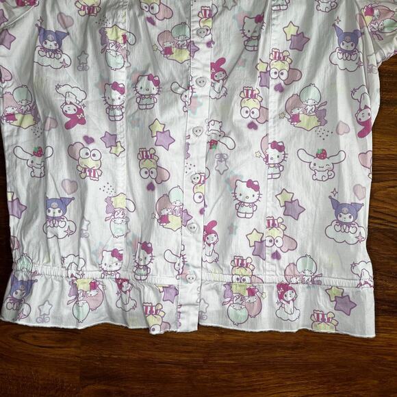 Hello Kitty And Friends Pastel Ruffle Button-Up Top Size XL - Picture 6 of 7